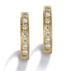 Pendientes de aro pequeños de oro amarillo con diamantes en carril 0.17 quilates