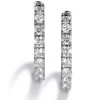 Pendientes de aro pequeños de oro blanco con diamantes en garra 0.25 quilates