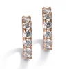 Pendientes de aro pequeños de oro rosa con diamantes en garra 0.48 quilates