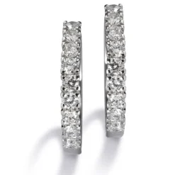 Pendientes de aro pequeños de oro blanco con diamantes