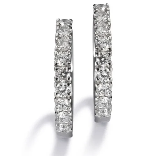 Pendientes de aro pequeños de oro blanco con diamantes