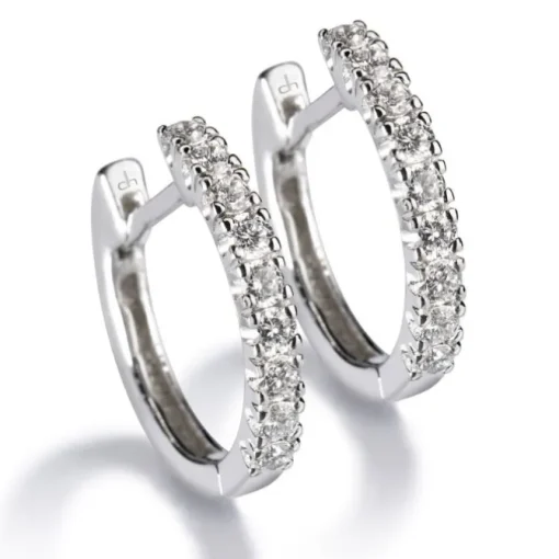 Pendientes de aro pequeños de oro blanco con diamantes