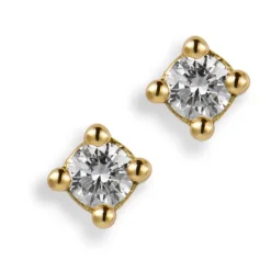 Pendientes de bebé de oro amarillo con diamantes en garra