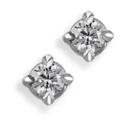 Pendientes de bebé de oro blanco con diamantes en garra