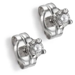 Pendientes de bebé de oro blanco con diamantes en garra