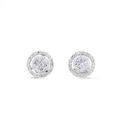 Pendientes de diamantes en oro blanco con orla de pavé de diamantes de 0,78 quilates