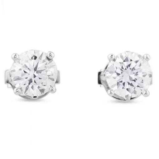 Pendientes de diamantes en oro blanco con 4 garras de 1,47 quilates