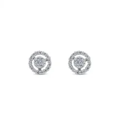 Pendientes de diamantes en oro blanco con orla de pavé de diamantes de 0,35 quilates