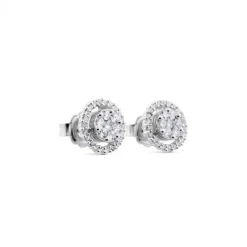 Pendientes de diamantes en oro blanco con orla de pavé de diamantes de 0,78 quilates