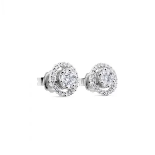 Pendientes de diamantes en oro blanco con orla de pavé de diamantes de 0,78 quilates