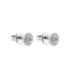 Pendientes de diamantes en oro blanco con orla de pavé de diamantes de 0,35 quilates