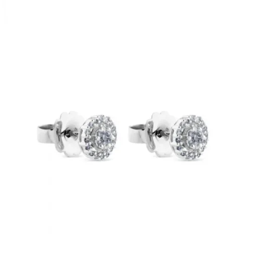 Pendientes de diamantes en oro blanco con orla de pavé de diamantes de 0,35 quilates