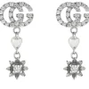 Pendientes de flor y Doble G con diamantes Oro Blanco | Chocron Joyeros
