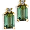 Pendientes de oro amarillo con turmalinas y diamantes talla brillante