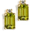 Pendientes de oro amarillo con peridotos y diamantes talla brillante