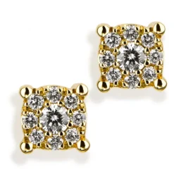 Pendientes de oro amarillo con diamantes con engaste invisible