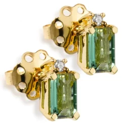 Pendientes de oro amarillo con turmalinas y diamantes talla brillante