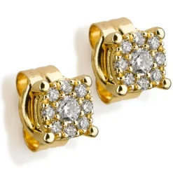 Pendientes de oro amarillo con diamantes con engaste invisible