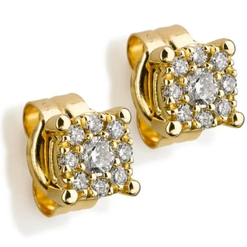 Pendientes de oro amarillo con diamantes con engaste invisible