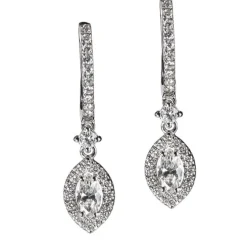Pendientes de oro blanco con diamantes marquise y brillantes