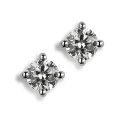 Pendientes de oro blanco con diamantes engastados en 4 garras