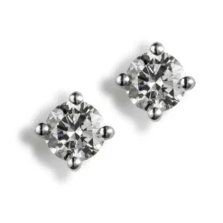 Pendientes de oro blanco con diamantes engastados en 4 garras