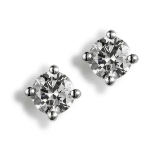 Pendientes de oro blanco con diamantes engastados en 4 garras