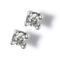 Pendientes de oro blanco con diamantes en 4 garras 0.10 quilates