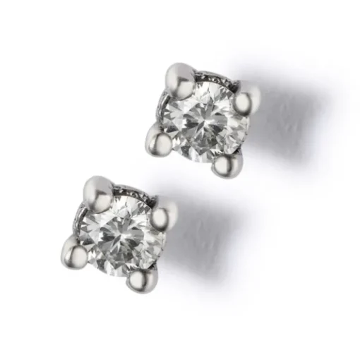 Pendientes de oro blanco con diamantes en 4 garras 0.10 quilates