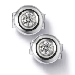 Pendientes de oro blanco con diamantes en chatón 0.16 quilates