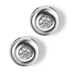 Pendientes de oro blanco con diamantes en chatón 0.10 quilates