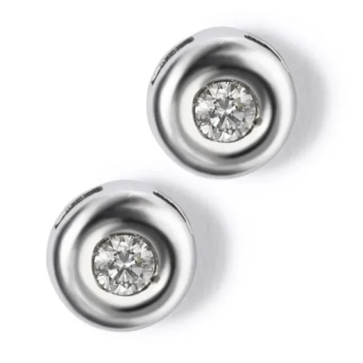 Pendientes de oro blanco con diamantes en chatón 0.10 quilates