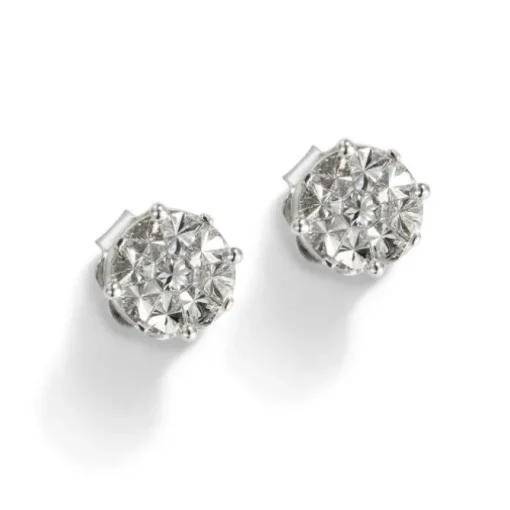 Pendientes de oro blanco con diamantes y engaste invisible en 8 garras