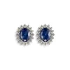 Pendientes de oro blanco con zafiro oval y orla de diamantes