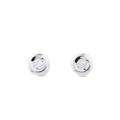 Pendientes de oro blanco con diamantes en chatón 0,20 quilates
