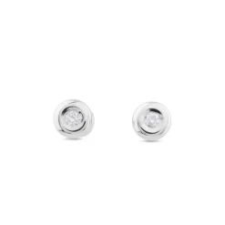 Pendientes de oro blanco con diamantes en chatón 0,04 quilates
