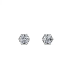 Pendientes de oro blanco con flor de diamantes