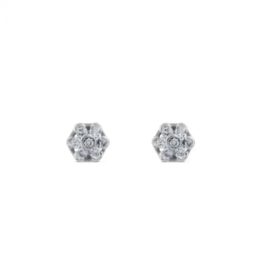 Pendientes de oro blanco con flor de diamantes