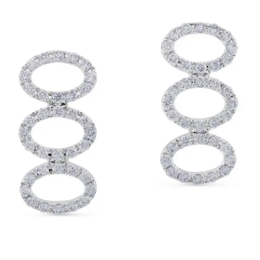 Pendientes de oro blanco con 3 ovales verticales de diamantes