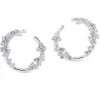 Pendientes de oro blanco semicírculo con diamantes