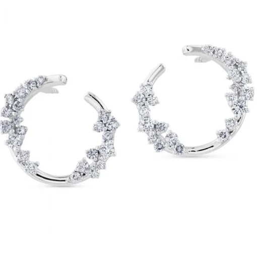Pendientes de oro blanco semicírculo con diamantes
