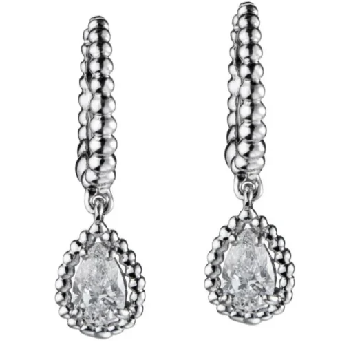 Pendientes de oro blanco con diamantes talla perilla