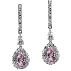 Pendientes de oro blanco con morganita talla pera y diamantes