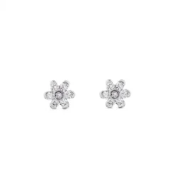 Pendientes de oro blanco con diamantes en forma de flor