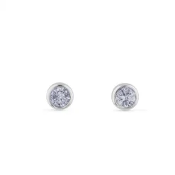 Pendientes de oro blanco con diamantes en chatón de 0,20 quilates