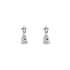 Pendientes de oro blanco en lágrima (pm)