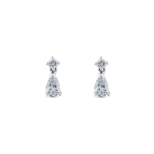 Pendientes de oro blanco en lágrima (pm)