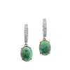 Pendientes de oro blanco con pavé de diamantes y turmalina verde