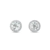 Pendientes de oro blanco con aguamarinas y orla de pavé de diamantes
