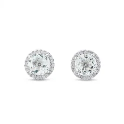 Pendientes de oro blanco con aguamarinas y orla de pavé de diamantes